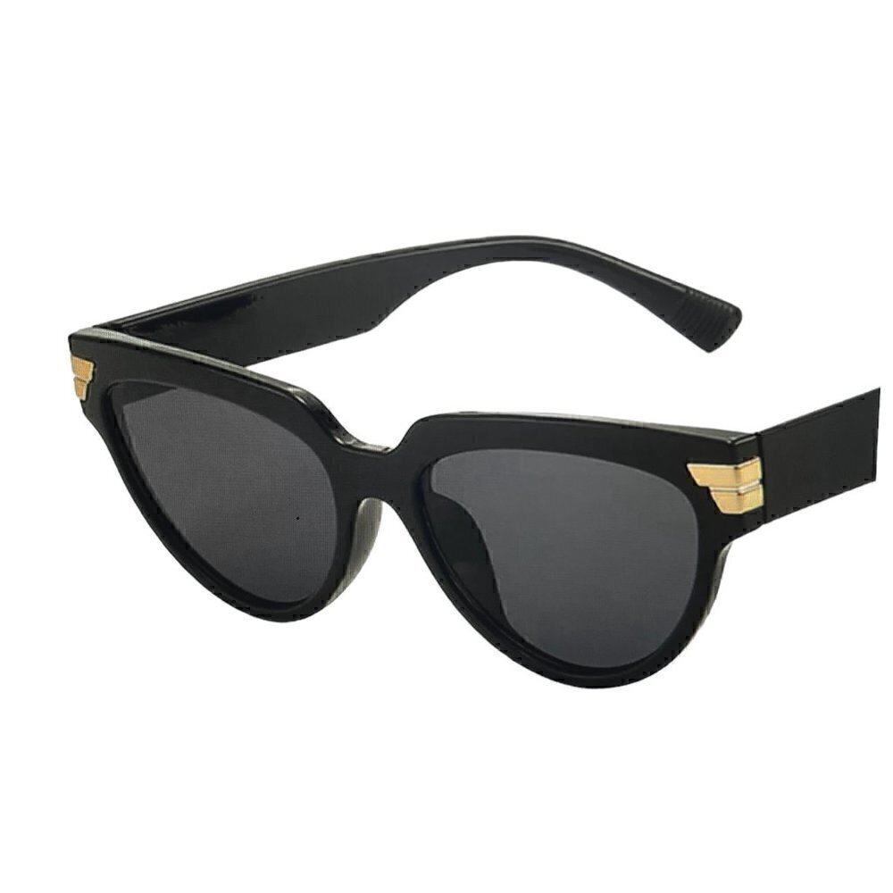 Women's Fashion Cat Eye Sunglasses, Black, Gold Tone Trim - Picture 2 of 7